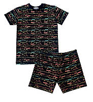 Пижама для мальчика, Черный с принтом, Be easy, 110 см., (SC-NB1-10-1004)