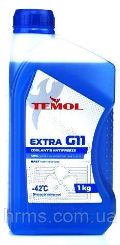 Антифриз синій готовий 1кг TEMOL Antifreeze Extra G11 Blue -42°С, охолоджуюча рідина синя, антифриз синій