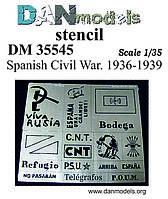 Трафарет для нанесения надписей и рисунков периода гражданской войны в Испании 1936-39гг. 1/35 DM35545