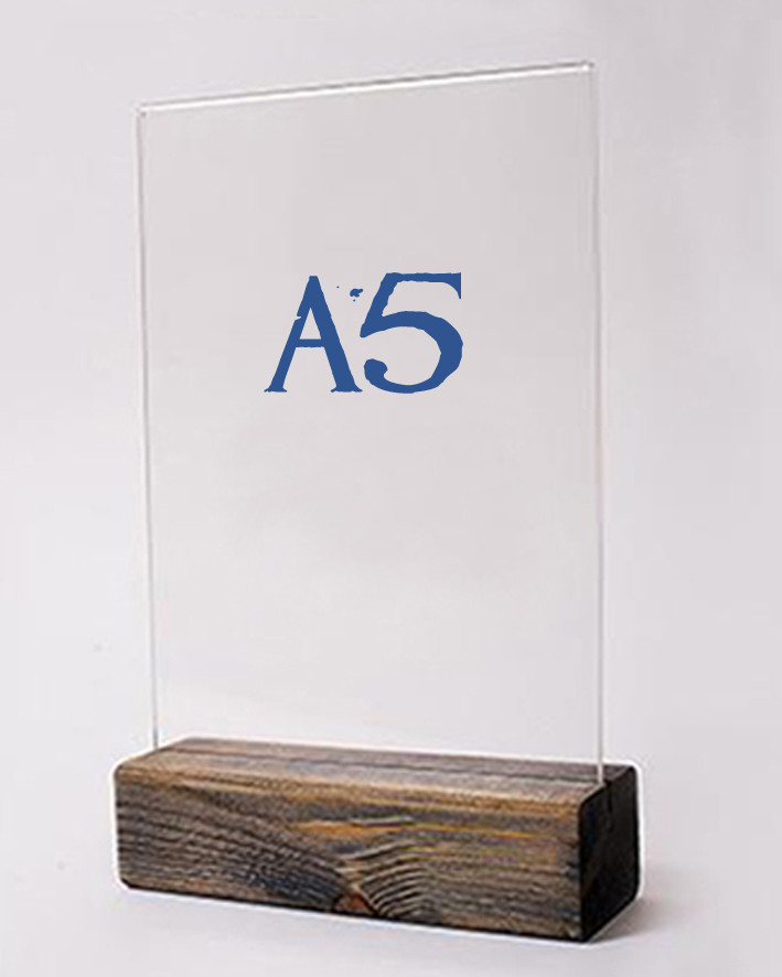 Менюхолдер на дерев'яній підставці (А5), пластик / дерево