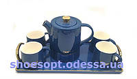 Чайный набор с подносом Синий 6 предметов