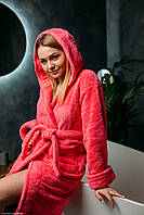 Халат махровый плюшевый, женский халат зимний теплый короткий на запах, размер S, L/XL, Massimo Monelli