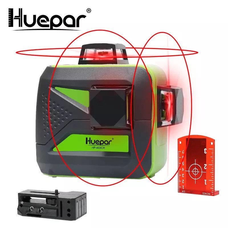 Лазерний рівень Huepar 3D Red HP-603CR 12 ліній ➜ Червоні промені ➜ ОРИГИНАЛ ➜ ГАРАНТІЯ: 1 рік