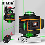 4D Лазерний рівень Hilda 4D 16 ліній для стягування підлоги, плитки ➜ ПУЛЬТ ➜ Кронштейн ➜ Зелені промені, фото 2