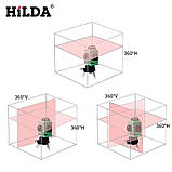 Лазерний рівень Hilda 3D 12 ліній + МАГНІТНИЙ КРОНШТЕЙН + міні ТРИНОГА ☀ БІРЮЗОВИЙ ПРОМІНЬ ☀, фото 4