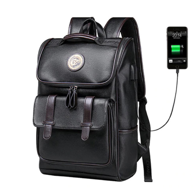 Рюкзак городской мужской LIELANG с USB портом. Мужской рюкзак для ноутбука Черный + СУМКА - фото 2 - id-p1306593090
