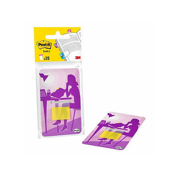 3M Post-It пластикові клейкі закладки 25х43 мм (20 шт.) жовті