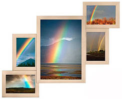 Фоторамка колаж на 5 фото, дерево