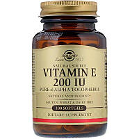 Витамин Е, 200 МЕ, Vitamin E 200 IU, Solgar, 100 желатиновых капсул