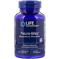 Магний L-треонат, Magnesium L-Threonate, Neuro-Mag, Life Extension, 90 капсул в растительной оболочке