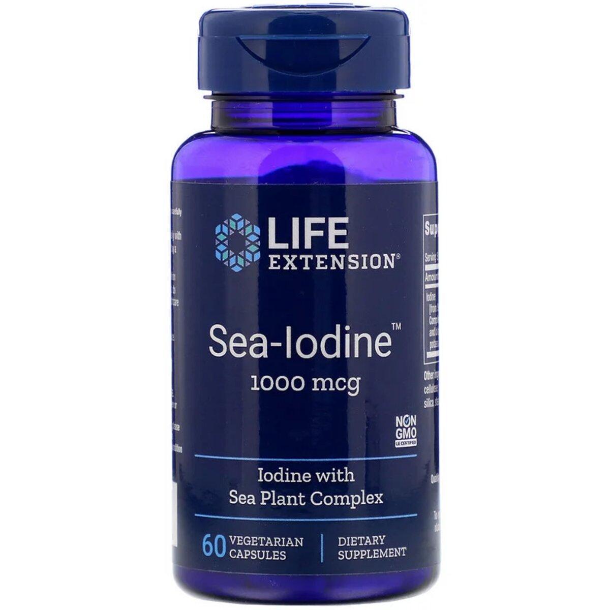 Морський Йод, Sea-Iodine, Life Extension 1000 мкг, 60 вегетаріанських капсул