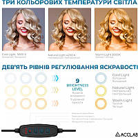 Кільцева USB LED-лампа ACCLAB Ring of Light AL-LR101MB + мікрофон і Bluetooth керування (1283126502057)