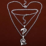 Парные кулоны сердце для влюбленных. Гравировка "I Love you". Цвет серебро и титан., фото 2