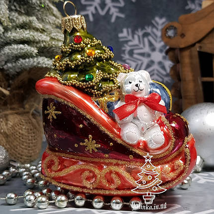 Сани червоні (глянц) з подарунками Irena, фото 1