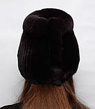 Жіноча хутряна шапка "Кубанка-хвіст" Шоколад, фото 3