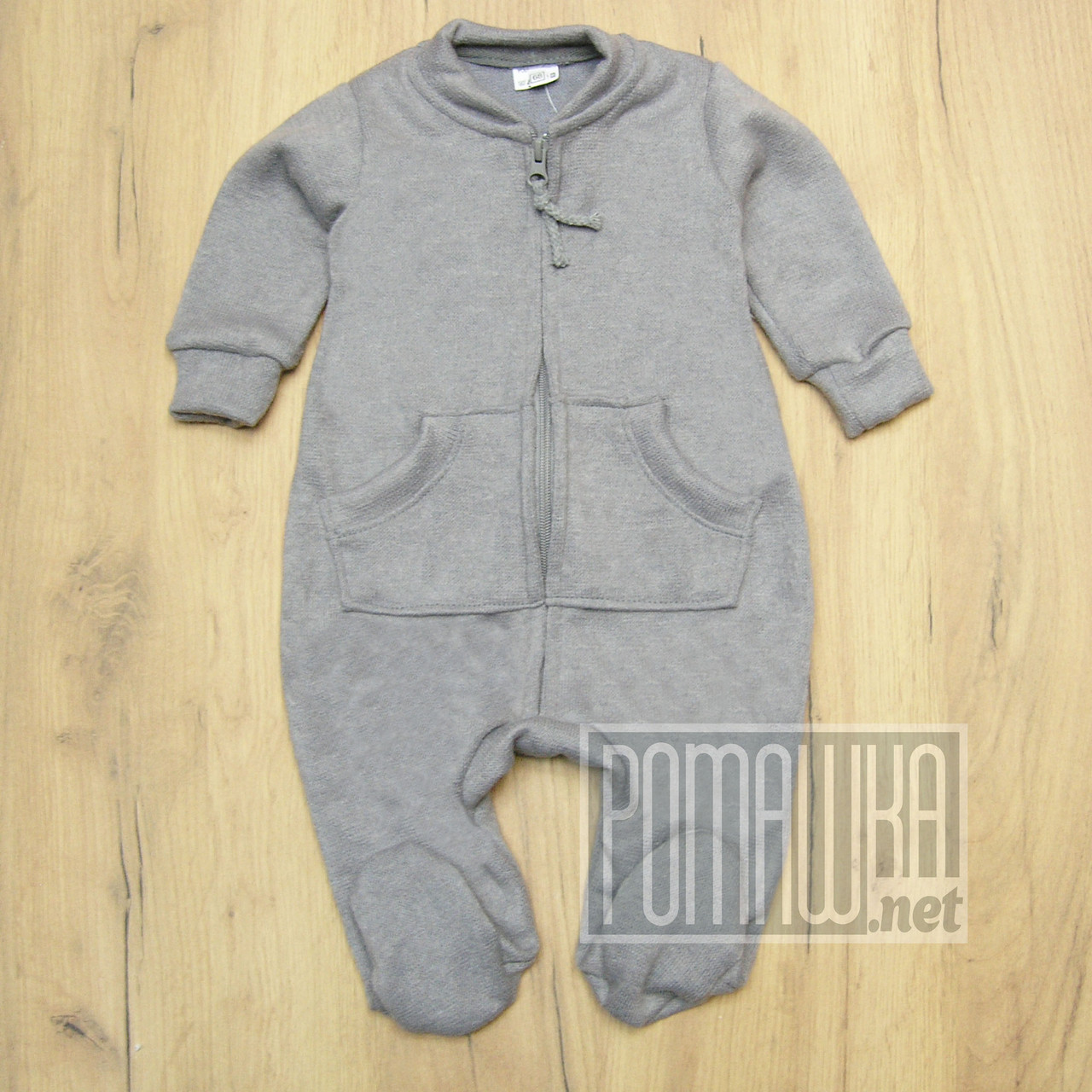 Ангоровый теплий 74 (68) 4-6 міс як в'язаний шерстяний дитячий чоловічок комбінезон для малюків 8043 Сірий
