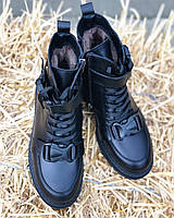 Зимние ботинки женские спортивные из натуральной кожи с мехом на низком ходу повседневные 36 разм M.KraFVT 249 41р=26,2-26,3 см