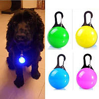 Світлодіодний LED ліхтарик для собак на нашийник, кулон брелок безпеки, що світиться, на повідець Рожевий
