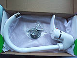 PLAMIX AFINA-011 White Змішувач на кухню Білий (без підводки) (PM0578), фото 6