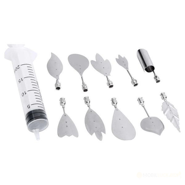 Шприц кондитерський Empire +10 насадок для створення 3d малюнків у желе метал (1209 EM), фото 1