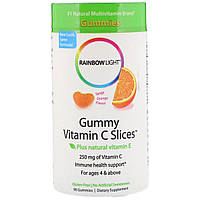 Вітамін С, часточки з терпким апельсиновим смаком, Gummy Vitamin C Slices, Tangy Orange Flavor, Rainbow Light,