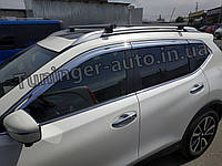 Ветровики хромированные, дефлекторы окон Nissan X-Trail 32 2014-/Rogue (Autoclover/Южная Корея)
