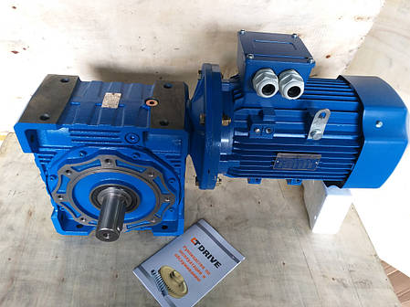 Черв'ячний мотор-редуктор NMRV90 1:20 з ел.двигуном 3кВт 1500 об/хв, фото 2