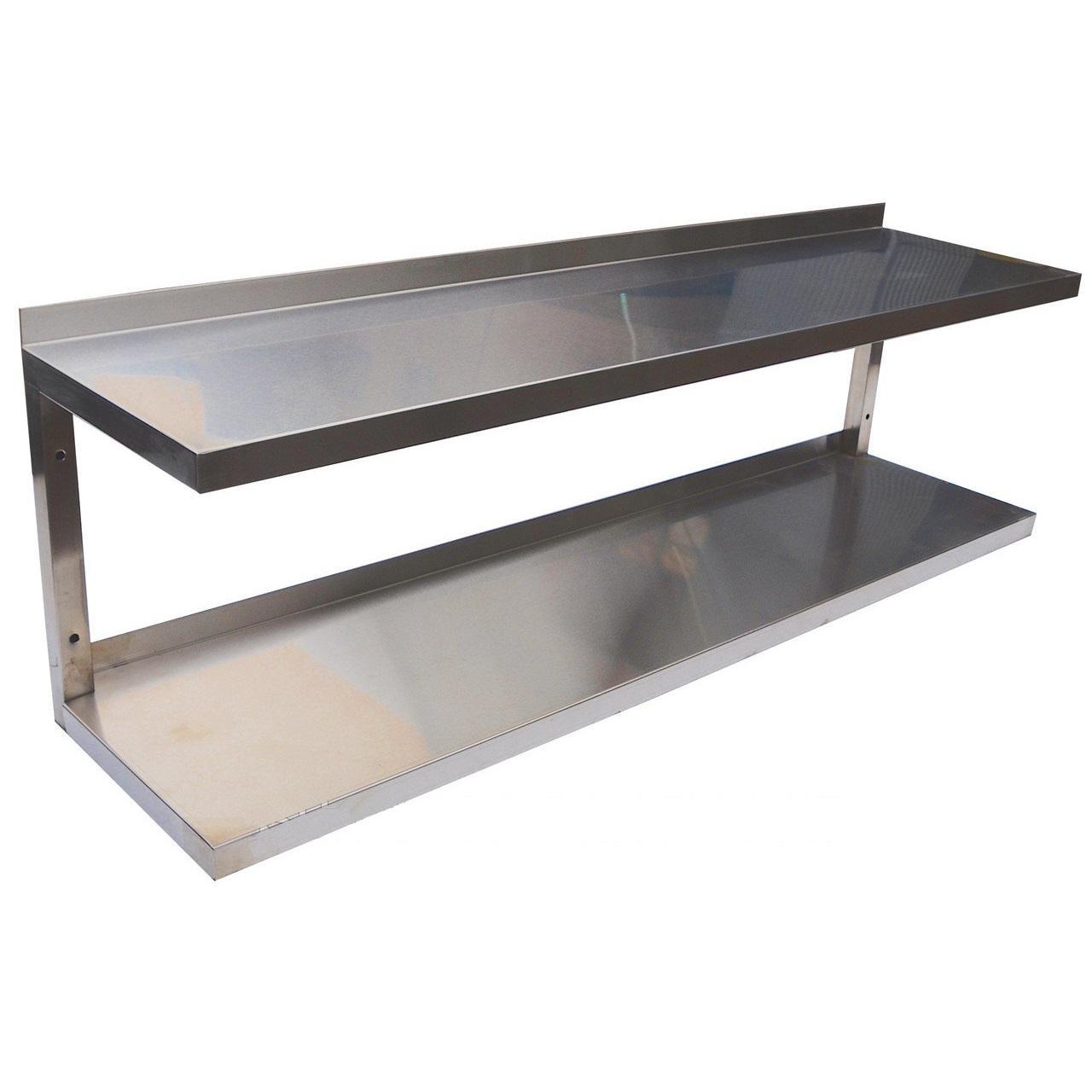 Полиця настінна 1000x300x(h)350 мм нержавійка, фото 1