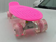 Скейтборд Penny Board Original 22 Розовая Доска и Светящиеся Светло-розовые Колеса