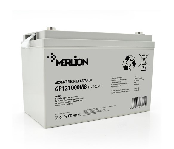 Акумулятор AGM - 100 Аг, 12 В гелевий Merlion GP121000M8 White Q36