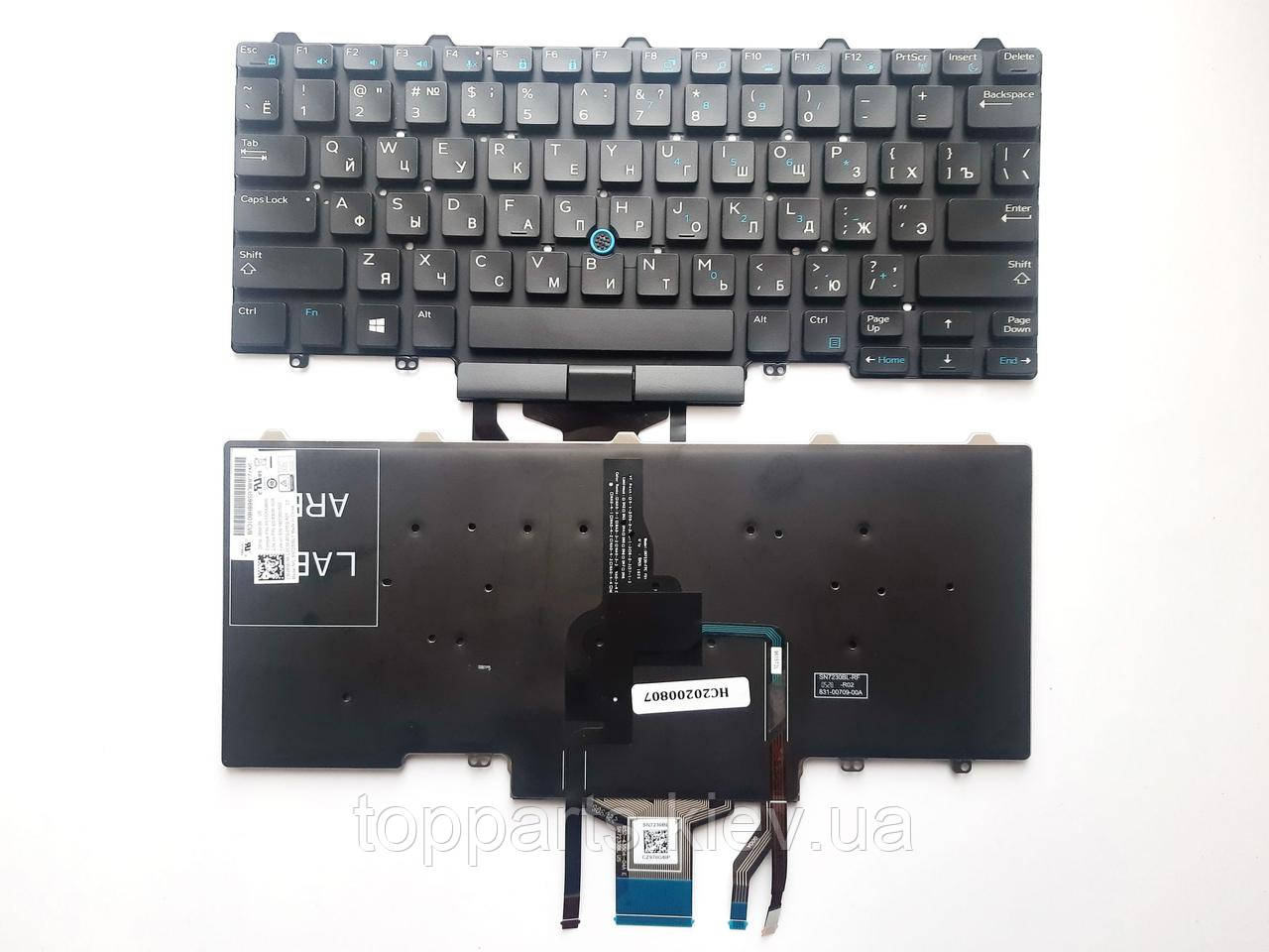 Клавіатура для ноутбуків Dell Latitude E5450, E5470, E7450, E7470 без рамки з ТП, с підсвіткою RU/US