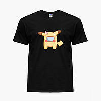 Детская футболка для девочек Амонг Ас Покемон Пикачу (Among Us Pokemon Pikachu) (25186-2419) Черный