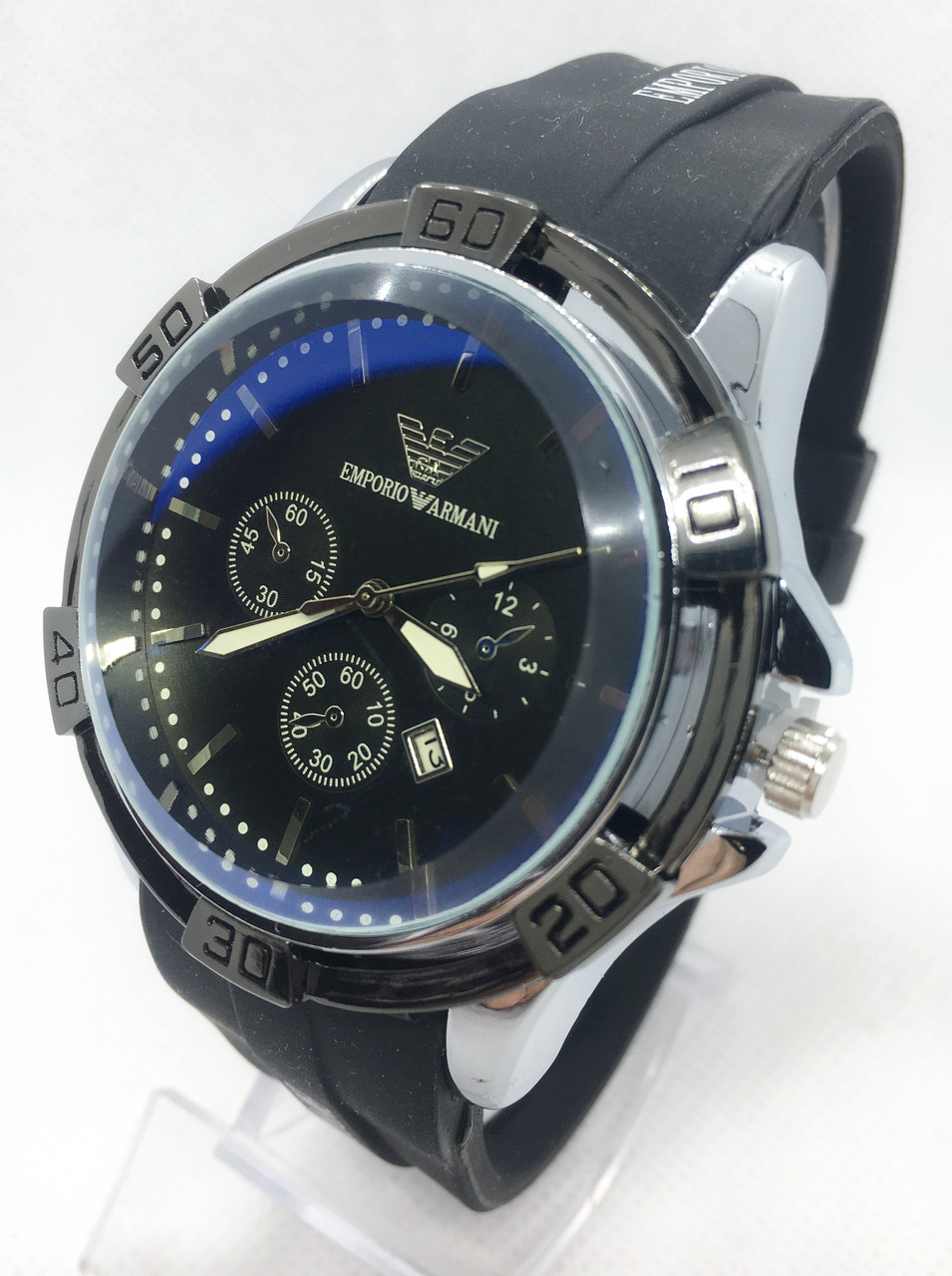 Годинник чоловічий наручний Emporio Armani (Емпоріо Армані), чорні зі сріблом ( код: IBW553BS )