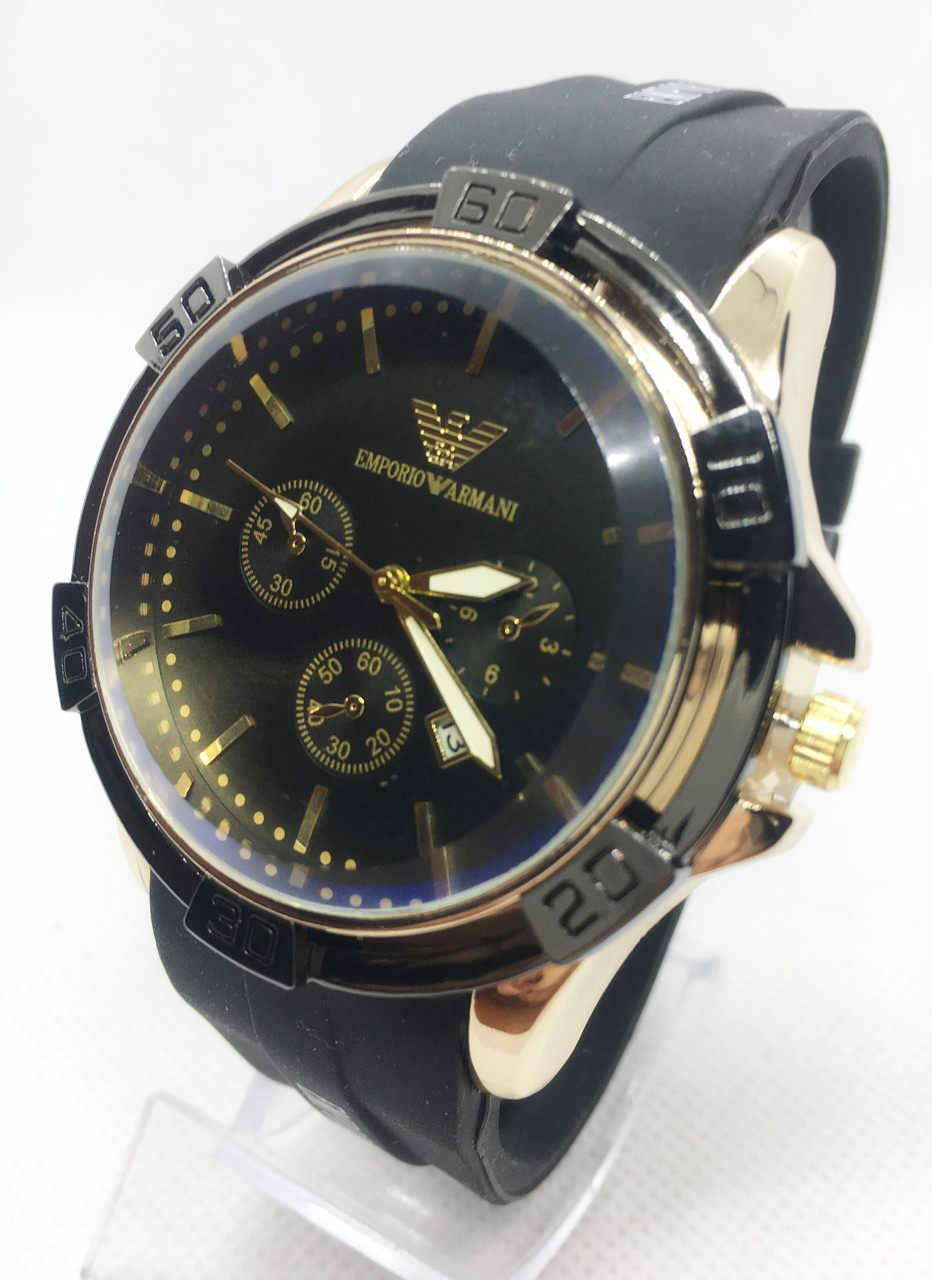 Годинники чоловічі наручні Emporio Armani (Емпоріо Армані), чорні із золотом ( код: IBW553BY )