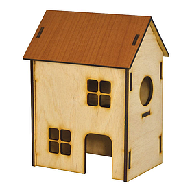 Будинок для хом'яків двоповерховий дерев'яний кольоровий 14х9х17,5 см Лорі Д 014/1