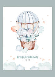 Листівка дитячий День народження "Слоник і крокодильчик"