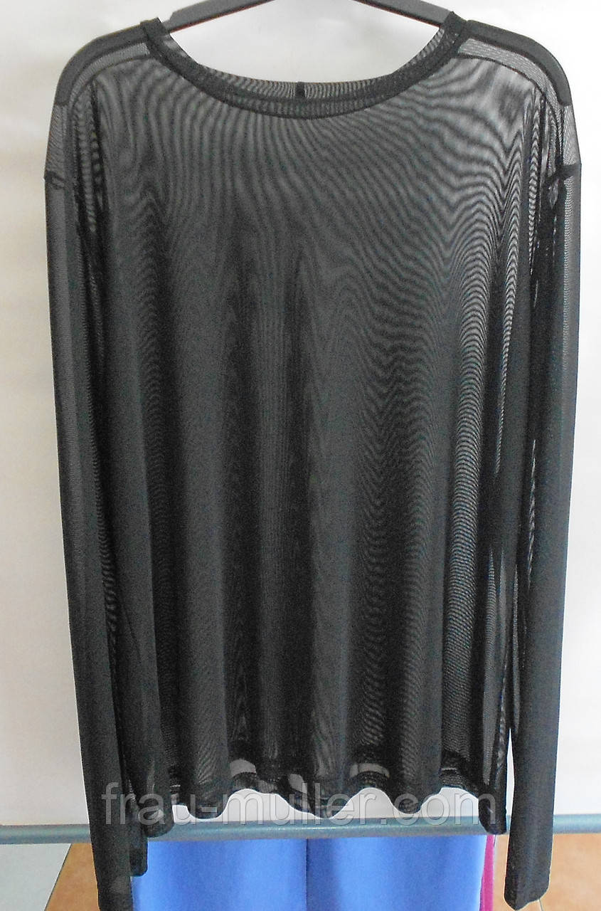 Блуза-сітка чорна батальна під піджак або сарафан Aj-Sel