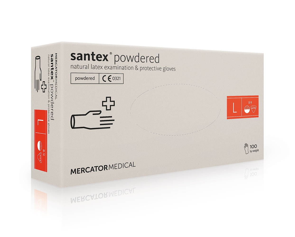 Рукавички латексні опудрені SANTEX POWDERED р. L (50пар)