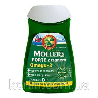 Mollers Omega-3 Forte Риб'ячий жир з вітаміном D3 і вітаміном Е, 112 капсул