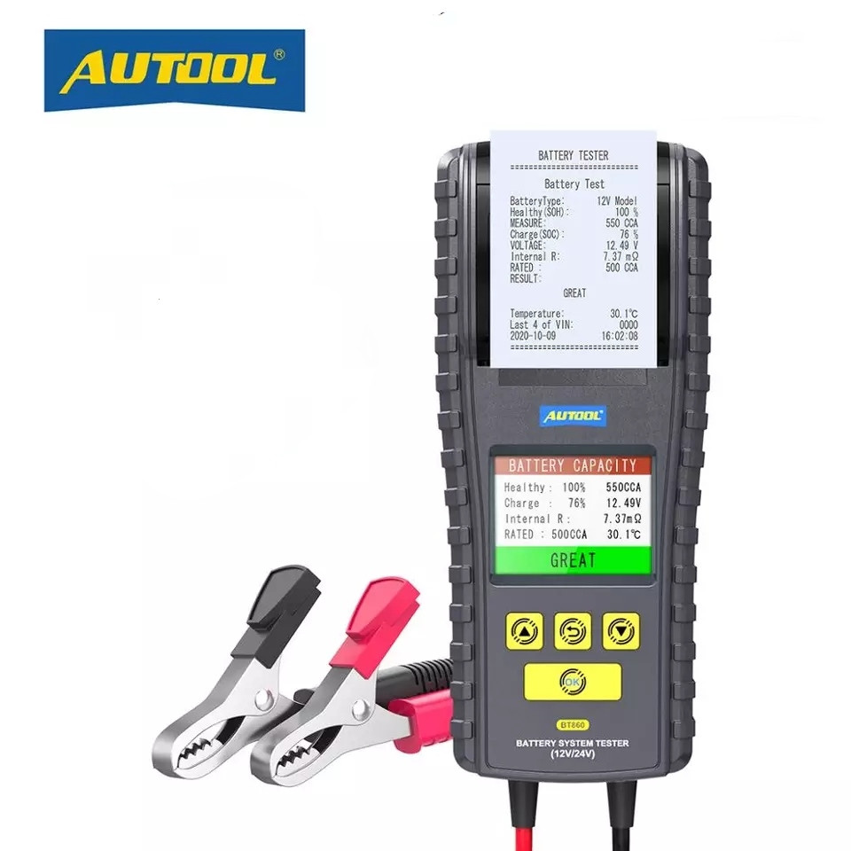 ТЕСТЕР АКБ AUTOOL BT760 12V 24V аналізатор автомобільних акумуляторів з принтером