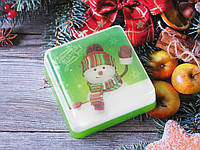 Оригінальне новорічне мило ручної роботи з картинкою Новорічний сніговик