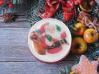 Оригінальне новорічне мило ручної роботи з картинкою з подарунками Санта