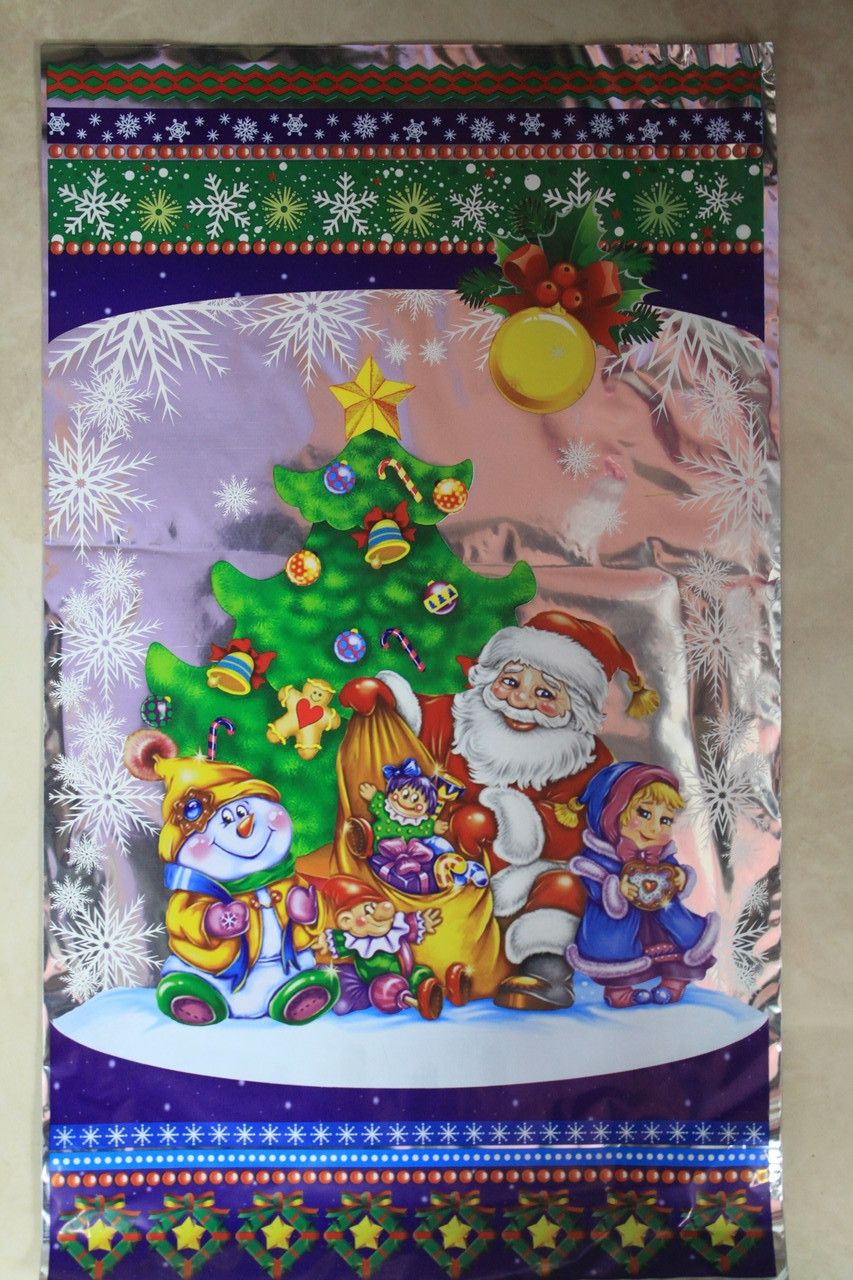 Картонний пакет з новорічним малюнком, фото 1