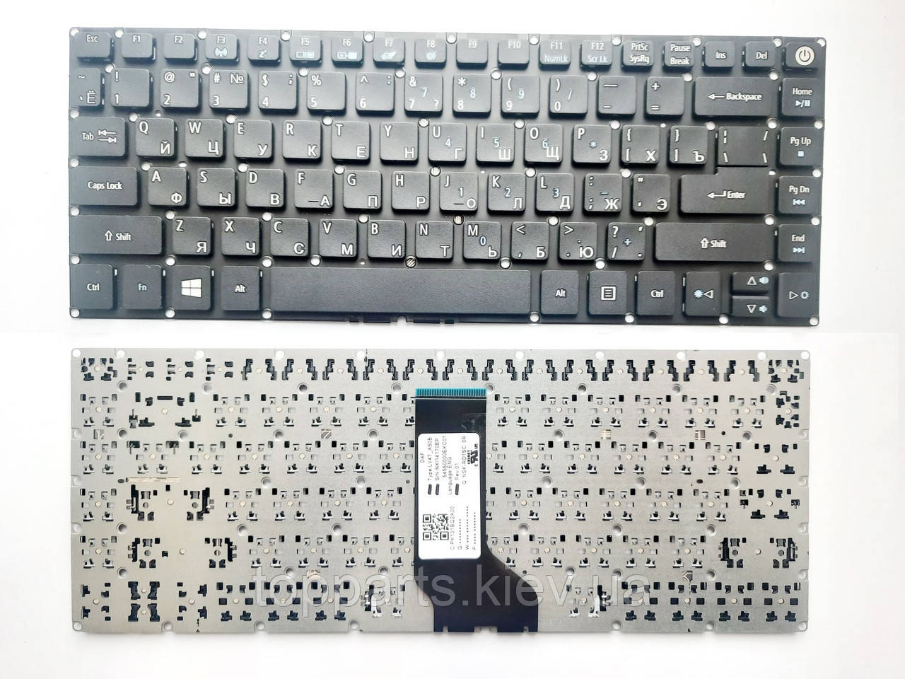 Клавіатура для ноутбука Acer Aspire E5-422 чорна без рамки UA/RU/US