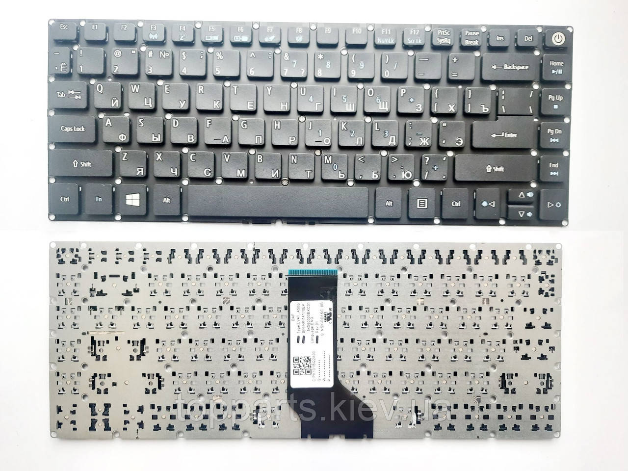 Клавіатура для ноутбука Acer Aspire E5-452 чорна без рамки UA/RU/US