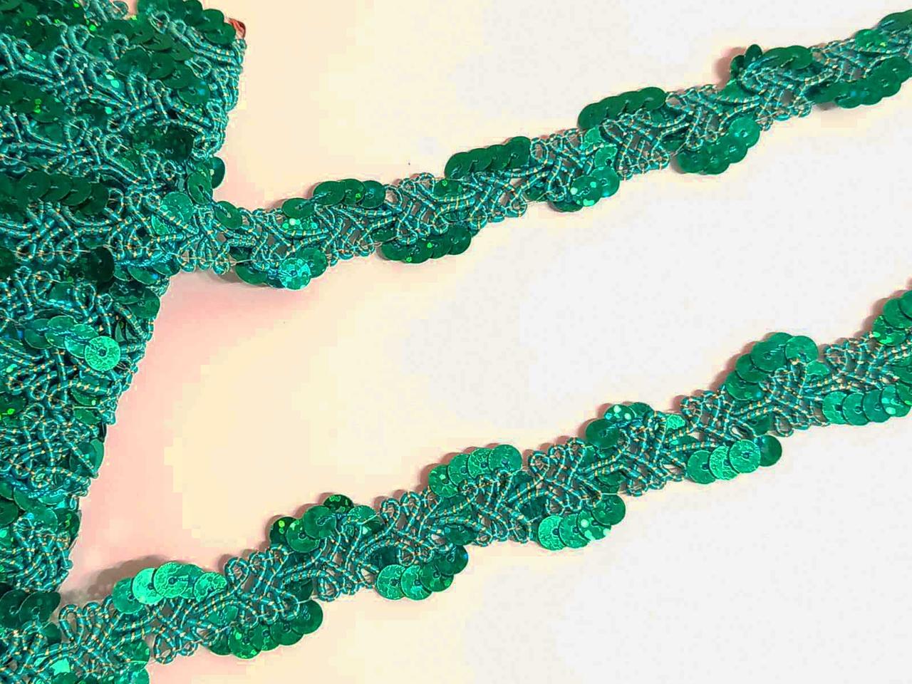 Тасьма з паєтками бірюза см 1,8 см.