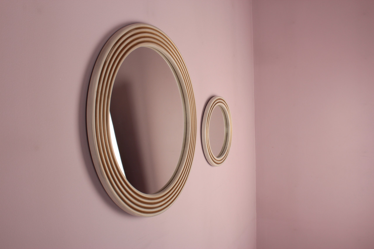 Зеркало в раме белое с золотом в спальню/ Диаметр 550мм/ Зеркало на стену/ Код MD 1.2/1 - фото 4 - id-p1305292465
