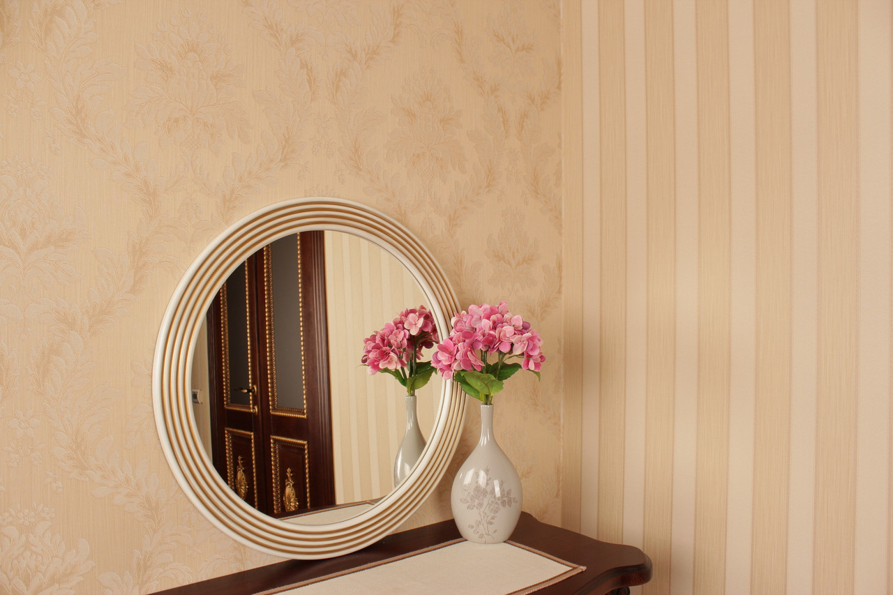 Дзеркало в круглій рамі клір чорий з золотом в вітальню, ванну кімнату. Код MD 1.1