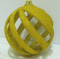 Новогоднее украшение шар резной 3 золото 10см
