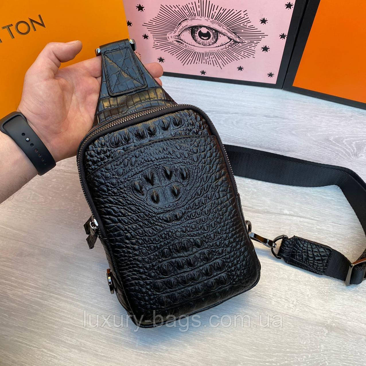 Чоловіча нагрудна сумка H.T leather під крокодила